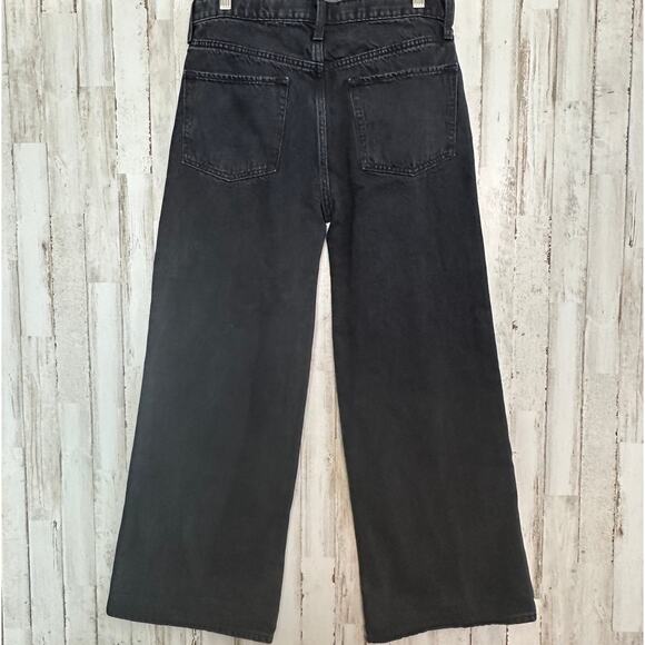 Old Navy Baggy Wide Leg Jeans Black Gray 16 Plus High Waist EUC 100% Cotton - Picture 2 of 9